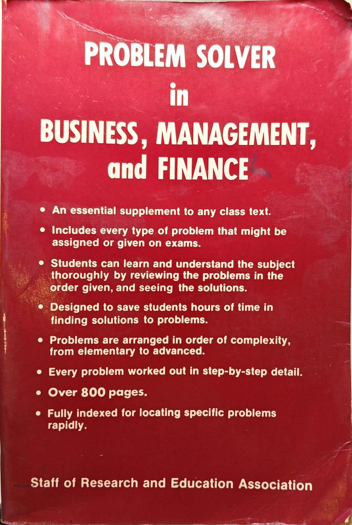 Problem Solver in Business, Management and Finance