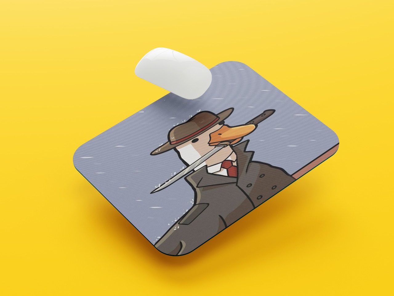Duck With Knife Mouse Pad